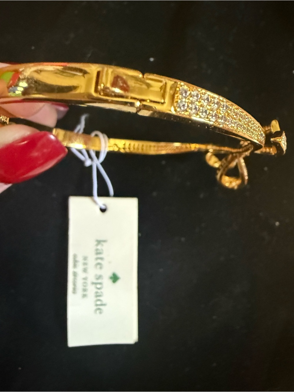 kate spade all tied up bow crystal bangle bracelet NWT - Picture 2 of 4